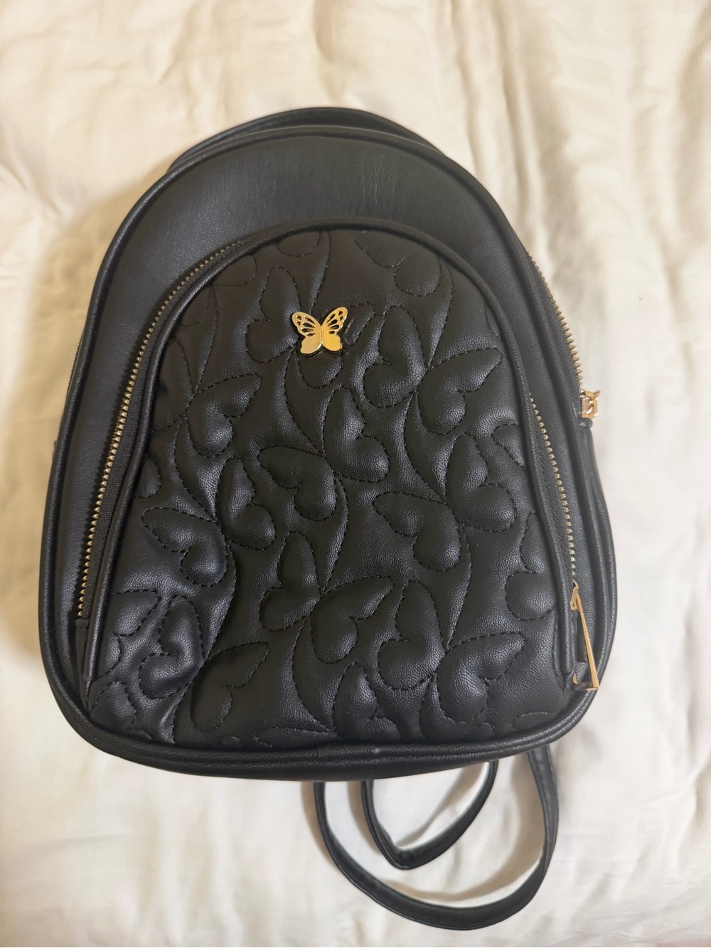 Black Quilted Butterfly Accent Women’s Backpack